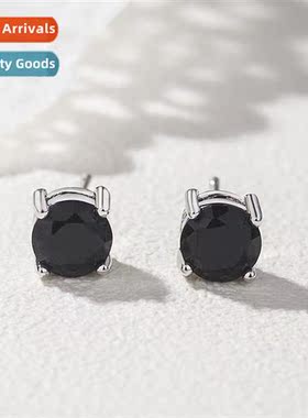 n silver-plated black earrings female diamd zircia earrings