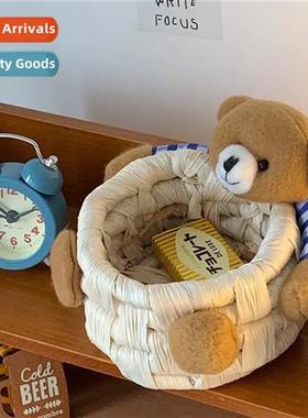 Korea ins wind cute carto bear storage basket desktop fice s