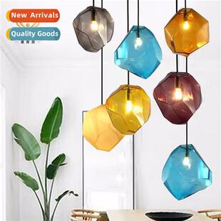 Simple modern stained glass small chelier creative persaly r