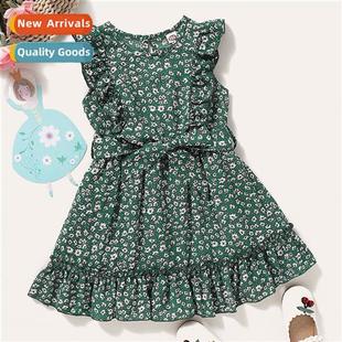 2020 new floral spring print small fall sleeveless Girls