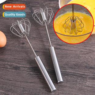 Manual Press Type DIY Rotary Whisk Baking Creamer Stainless
