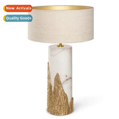 Post-modern high-end marble pure copper table lamp Scinavian