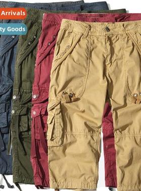 2022 new mens 7 pants multi-pocket large size casual pants t