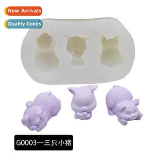Mini Three Cute Sleeping Pigs Cake Fdant Cream Chocolate Pla