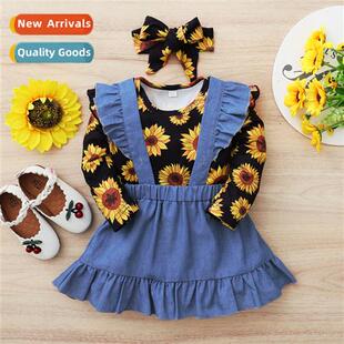 Girls spring  autumn  2022 new n sunflower lg-sleeved printe