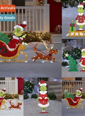 Christmas Acrylic Mster Grinch Green Hairy Sled Outdoor Pati