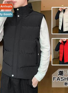 Mens jacket thickened warm cott waistcoat mens autumn and wi