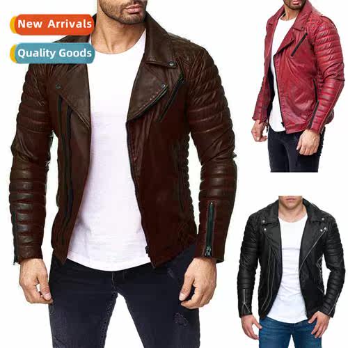 Mens lear jacket 2021 winter new solid color casual zipper d