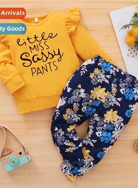 Girls spring  fall  2021 new fashi lg-sleeved letter print t