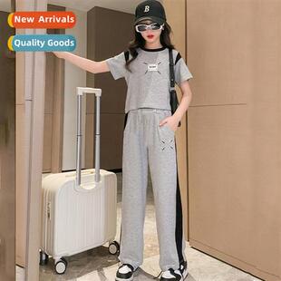 Summer new girls short-sleeved lg pants su in  tide  childre