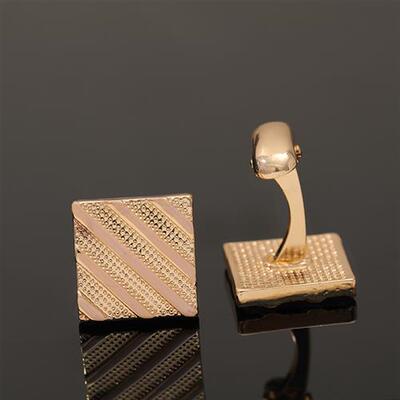 Square Cufflinks Solid Color Metal Striped Cufflinks Texture