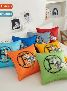 Modern simple new tribute satin printing H large horse pillo