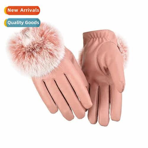 Womens touch screen lear gloves warm PU lear gloves windpro