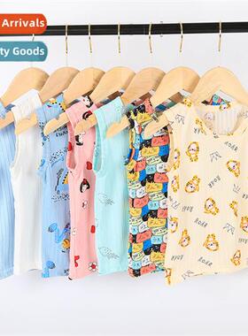 2023 summer new childrens ice silk undershirt men and women