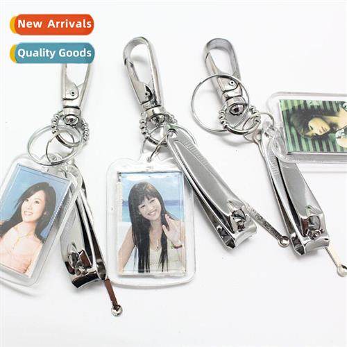 Card Keychain Single ring keychain wh nail clippers  ear sco