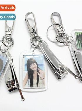 Card Keychain Single ring keychain wh nail clippers  ear sco