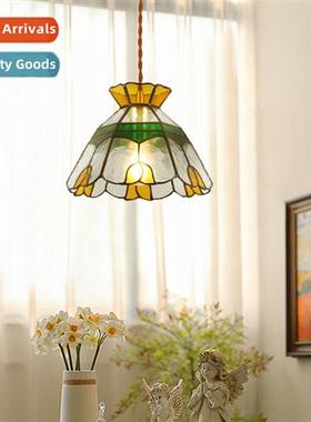 Rustic ins stained glass chelier retro Japanese bedroom beds