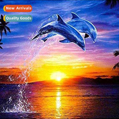 Cross Stch New DIY Dolphin Full Stch Simple Hmade Thread Cro