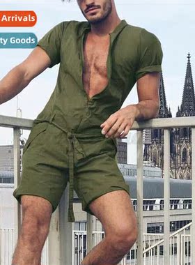 2024 Spring Not Hooded Green Plain Short Sleeve Cott an  Ame