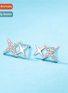 n small star earrings female Mori fresh drilling four-pointe
