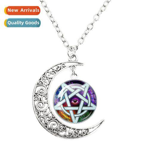 New five star mo necklace glass caboch pendant handmade crea