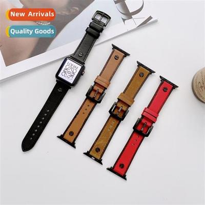 适用Apple genuine leather studded watch band apple watch8/7/