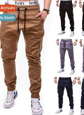Mens multi-pocket casual pants 2018 autumn new solid color S