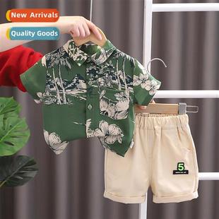 flower sleeved short shirt baby new 2023 summer Boys
