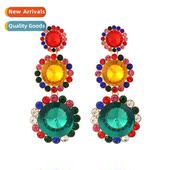 secti round exaggerated fash earrings diamd colored