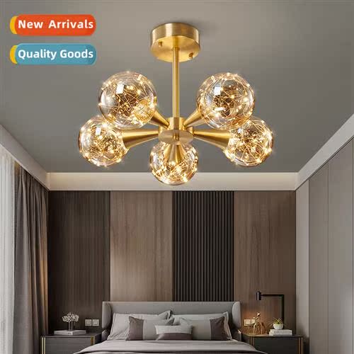 Full star bedroom ceiling light full copper simple modern li