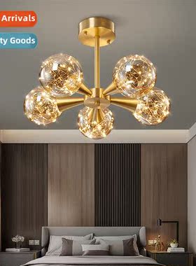 Full star bedroom ceiling light full copper simple modern li