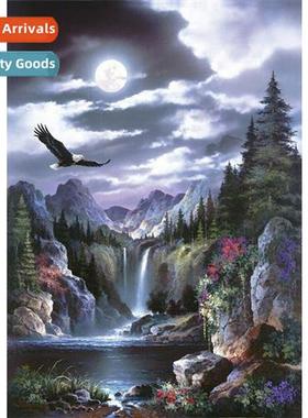 New hmade full diamd living room decorative wall art waterfa