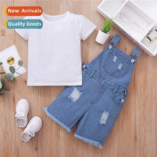 Girls summer 2021 new n solid color short-sleeved blouse + h