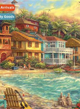 Cross Stch New DIY Seaside Town Full Stch Simple Hmade Threa