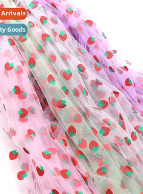 Strawberry mesh printed fabric dress childrens womens strawb