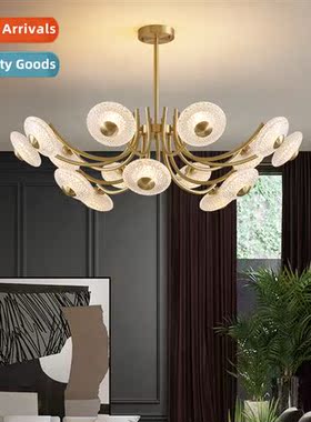 Copper chelier -modern light luxury atmosphere living room b