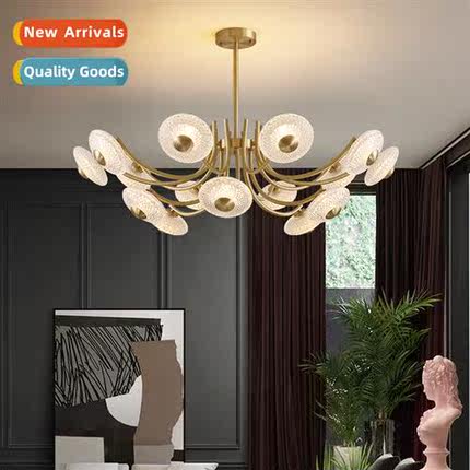 Copper chelier -modern light luxury atmosphere living room b