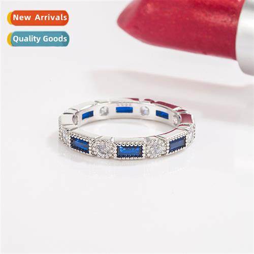 Fashi inlaid blue crystal compact ring female      senior