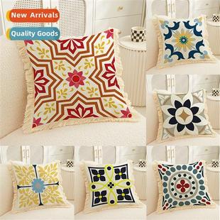 linen printing tassel New cover imati pillow home geometric