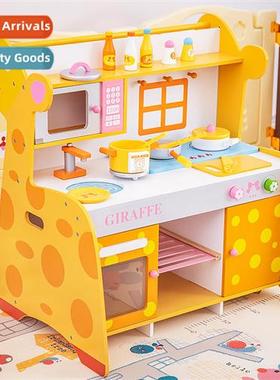 Wooden childrens home simulati deer kchen boys  girls cookin