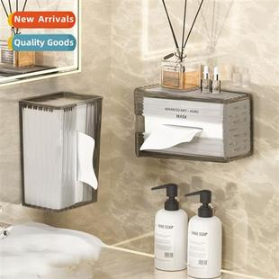Tissue box wall mounted hole-free household bathroom facial