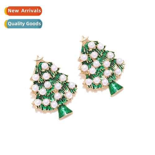 creative alloy oil drop inlaid imati pearl star Christmas e