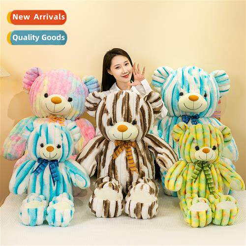 Colorful bow tie teddy bear plush toy large doll sleeping be