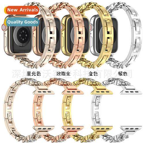 适用apple chain stainless steel with diamonds metal strap ap