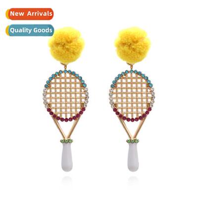 creative persaly sports tennis racket earrings exaggerated f