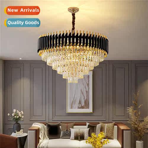 Retro living room crystal chelier black luxury hotel hall ch