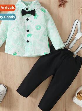 Boys spring  autumn  2023 new n letters printed lg-sleeved t