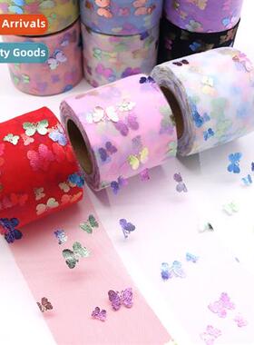 6cm 25 yards hot stamping illusi colorful butterfly netting