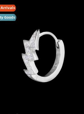 hip-hop full  diamd lightning bolt earrings set zircia men