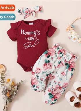 Girls childrens spring  fall  2022 new n short-sleeved lette